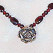 DKC ~ Sterling Silver Rose Necklace w/ Garnet